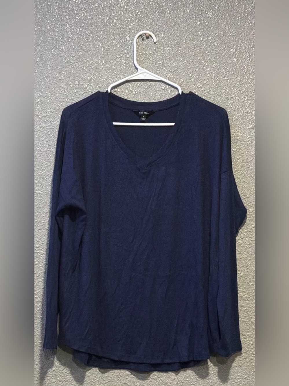 Well Worn Navy V-Neck Long Sleeve Top
